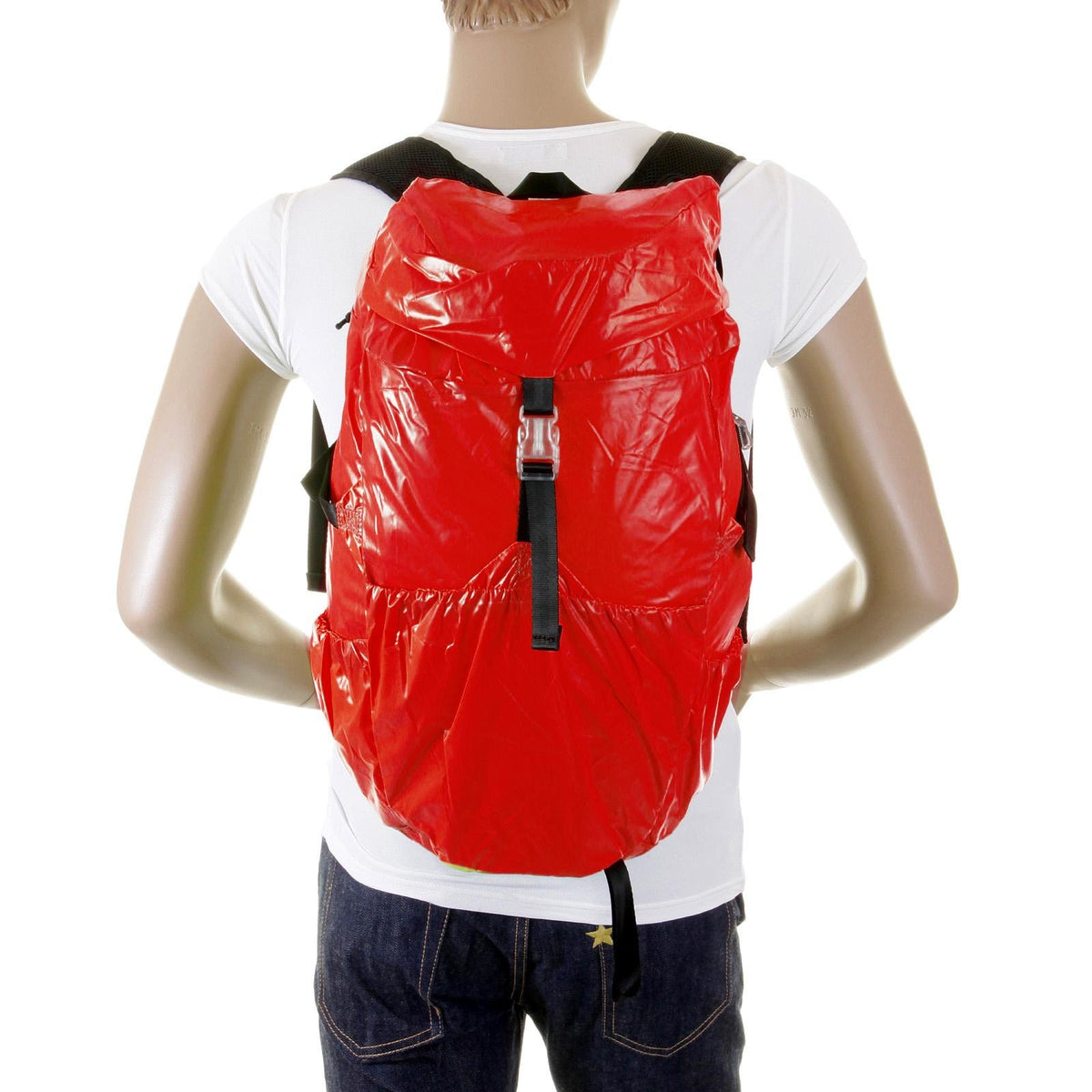 RMC MKWS UNISEX LIGHTWEIGHT RED NYLON BACKPACK WITH SELF-COLOURED SIGNATURE LOGO ON TOP FLAP REDM2129