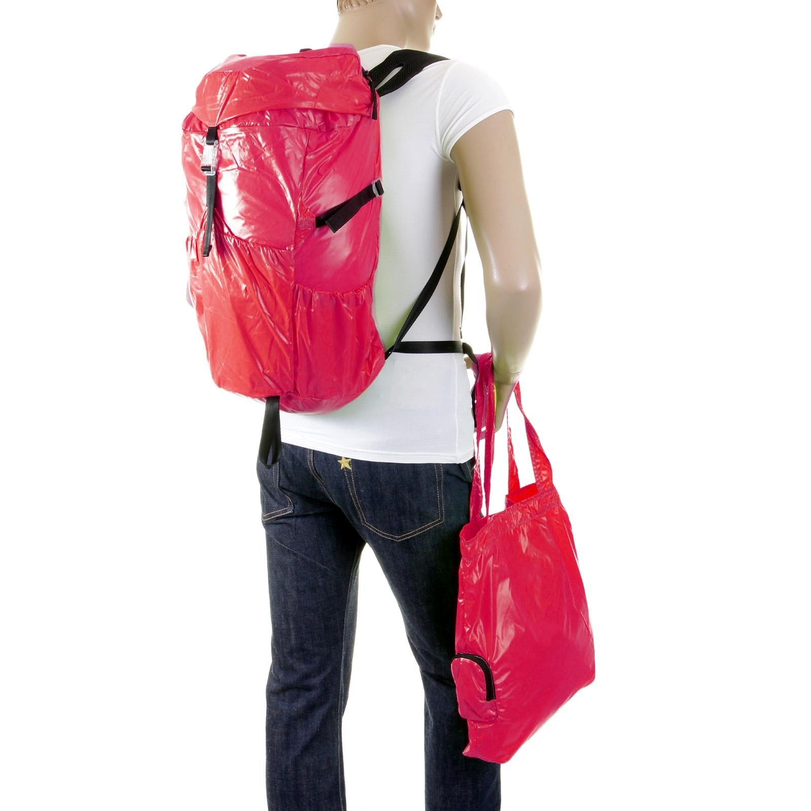 RMC MKWS UNISEX PINK NYLON LIGHTWEIGHT BACKPACK WITH ADJUSTABLE BACK AND SIDE STRAPS REDM2270