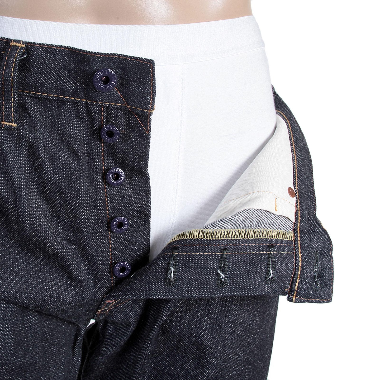 RMC JEANS 1001 MODEL MENS JAPANESE INDIGO RAW SELVEDGE DENIM JEANS WITH RED LUCKY HORSE EMBROIDERY RMC3748