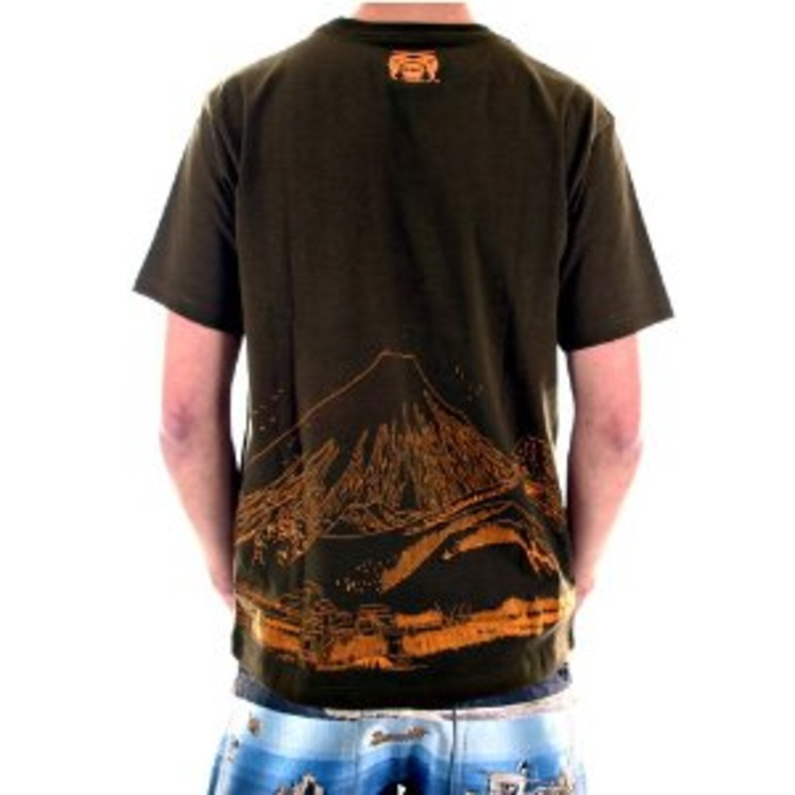 RMC AUTHENTIC COTTON SHORT SLEEVE CREW NECK ARMY GREEN T SHIRT WITH TOYO STORY TRAVEL PEOPLE PRINT REDM5944