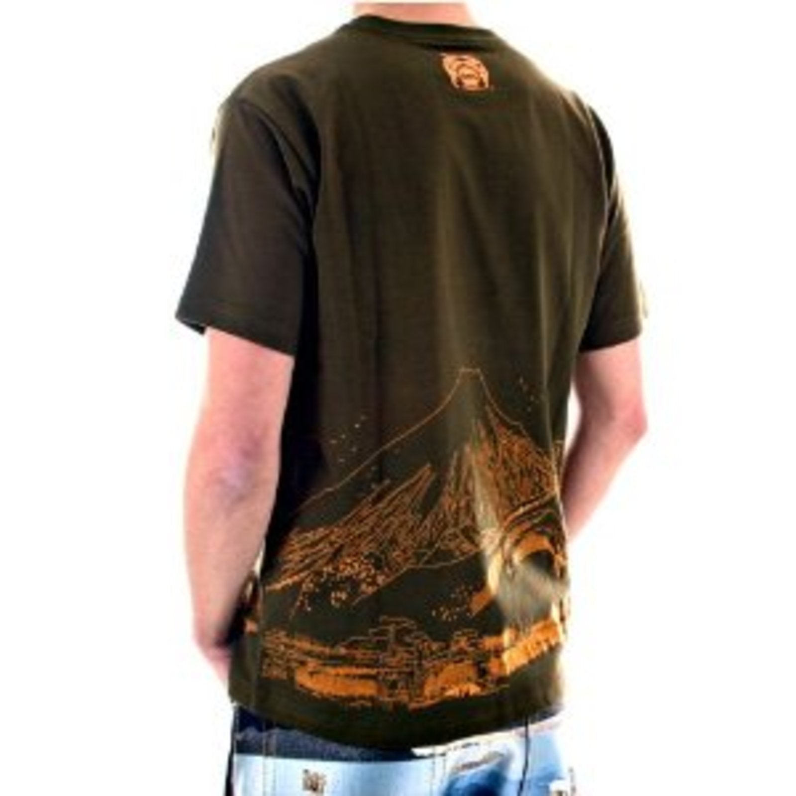 RMC AUTHENTIC COTTON SHORT SLEEVE CREW NECK ARMY GREEN T SHIRT WITH TOYO STORY TRAVEL PEOPLE PRINT REDM5944