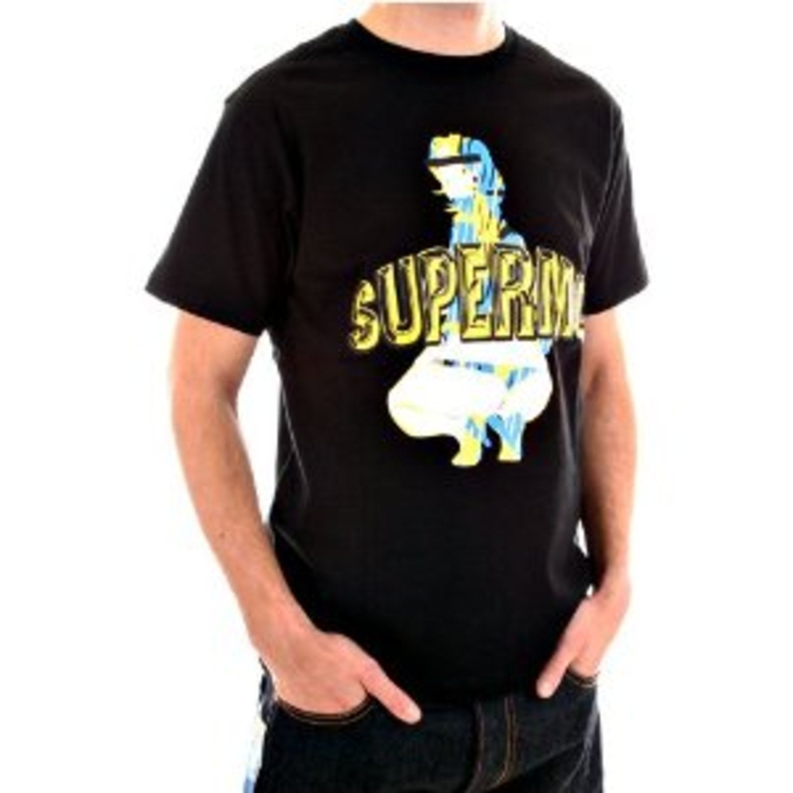 RMC JEANS COTTON SHORT SLEEVE CREW NECK REGULAR FIT BLACK T SHIRT WITH EXCLUSIVE SUPERMC PRINT REDM5953