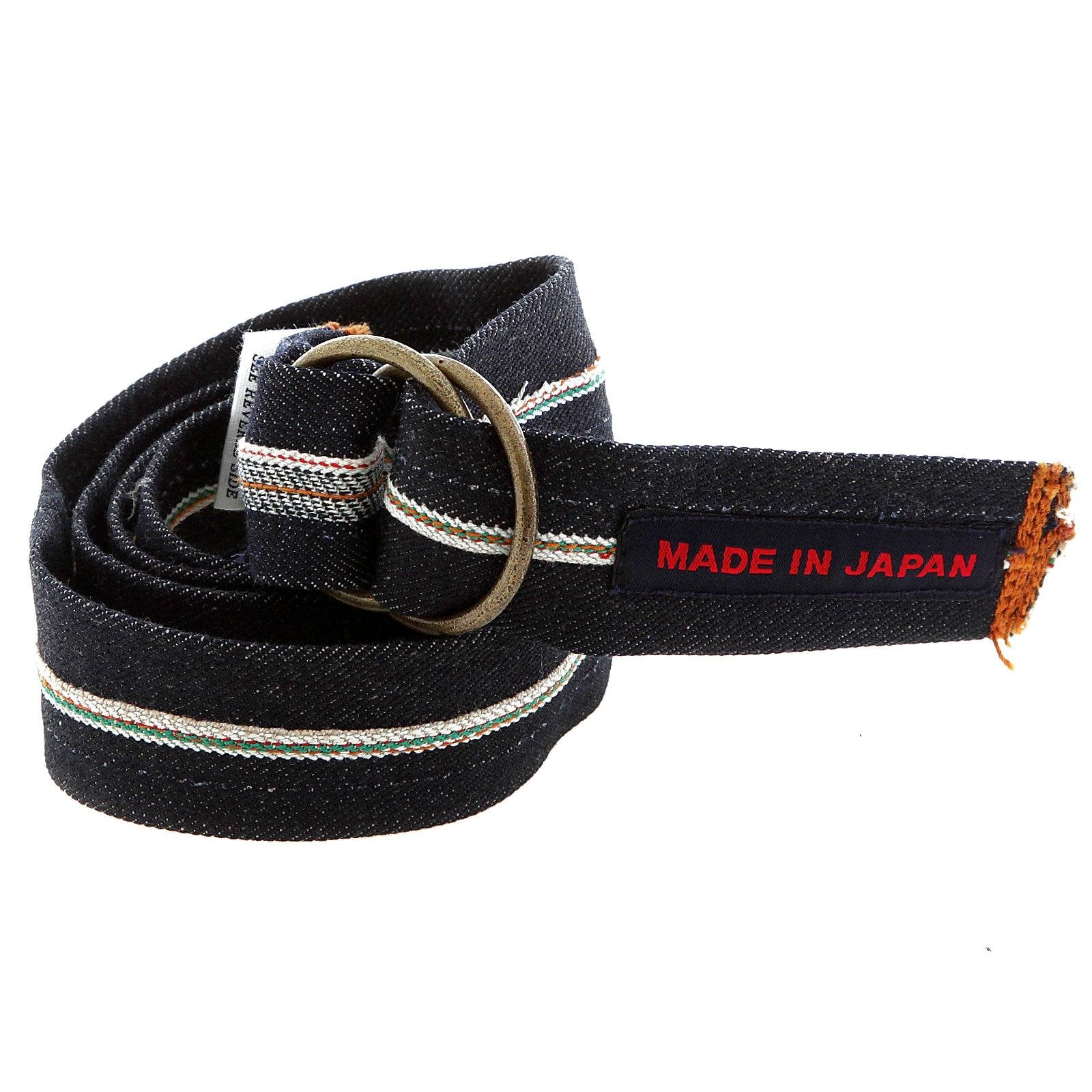 RMC JEANS HANDMADE SELVEDGE DENIM BELT IN LOGO AND TSUNAMI WAVE ADORNED BOX REDM5459