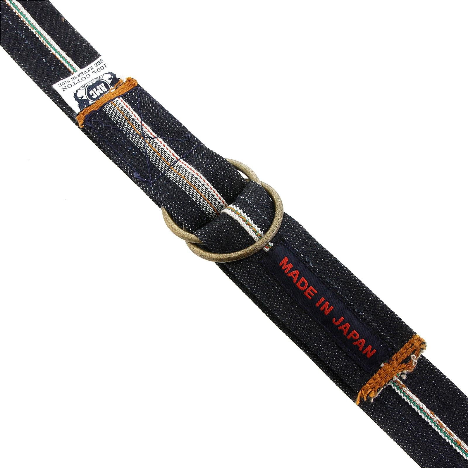 RMC JEANS HANDMADE SELVEDGE DENIM BELT IN LOGO AND TSUNAMI WAVE ADORNED BOX REDM5459