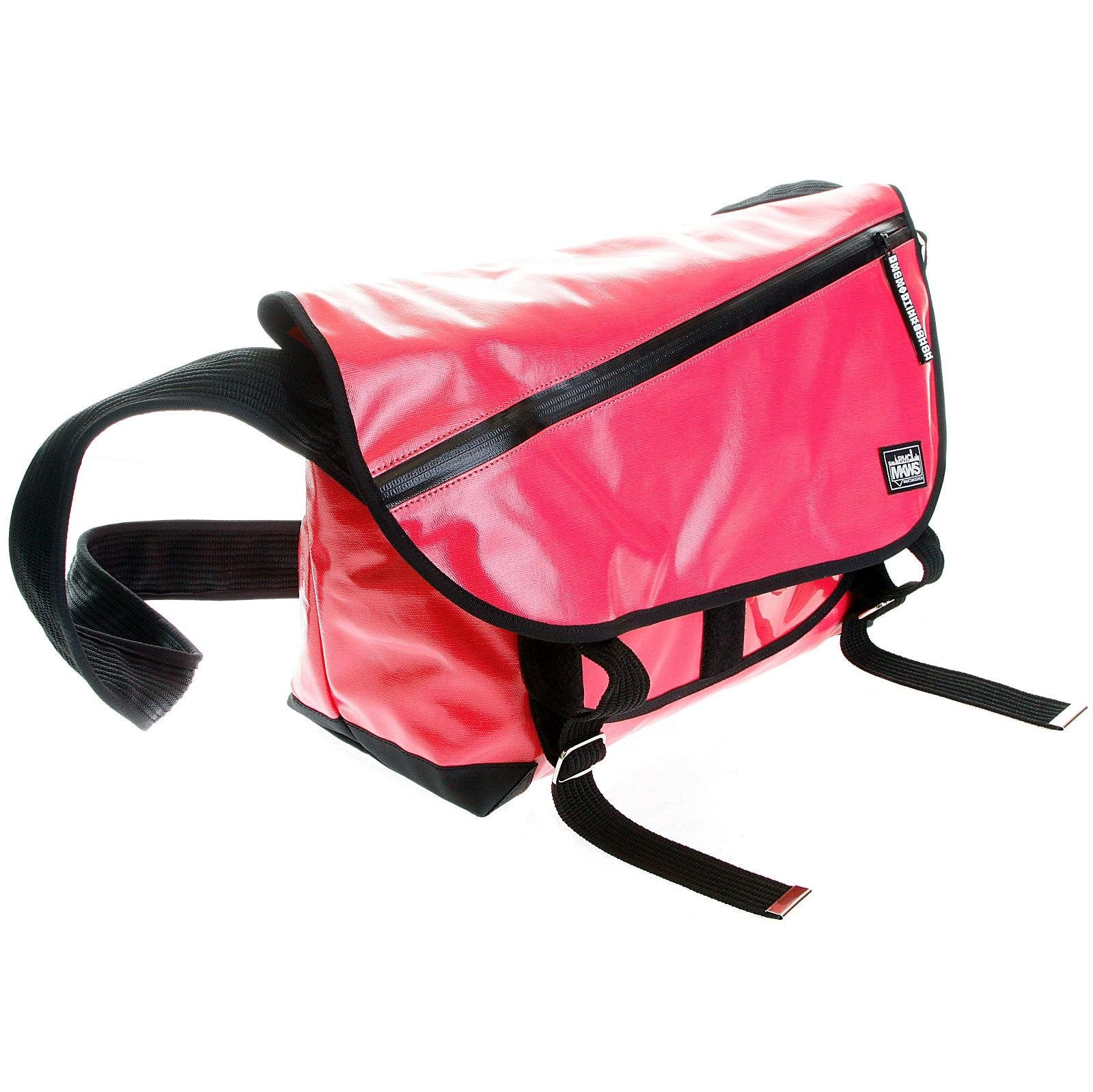 RMC MKWS UNISEX LAMINATED CANVAS 100% COTTON SHOULDER CYCLIST FASHION BAG IN BUBBLEGUM PINK REDM5547