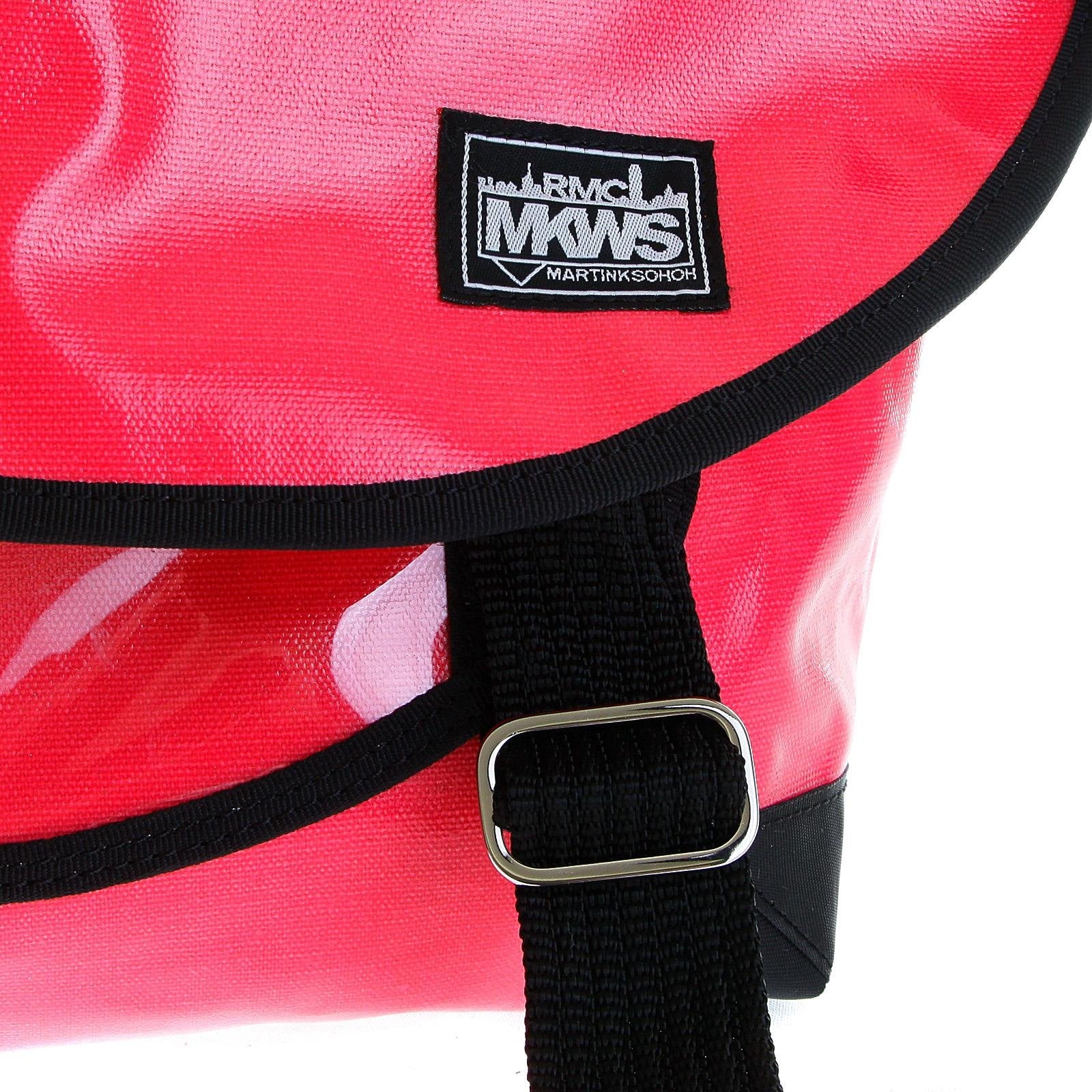 RMC MKWS UNISEX LAMINATED CANVAS 100% COTTON SHOULDER CYCLIST FASHION BAG IN BUBBLEGUM PINK REDM5547