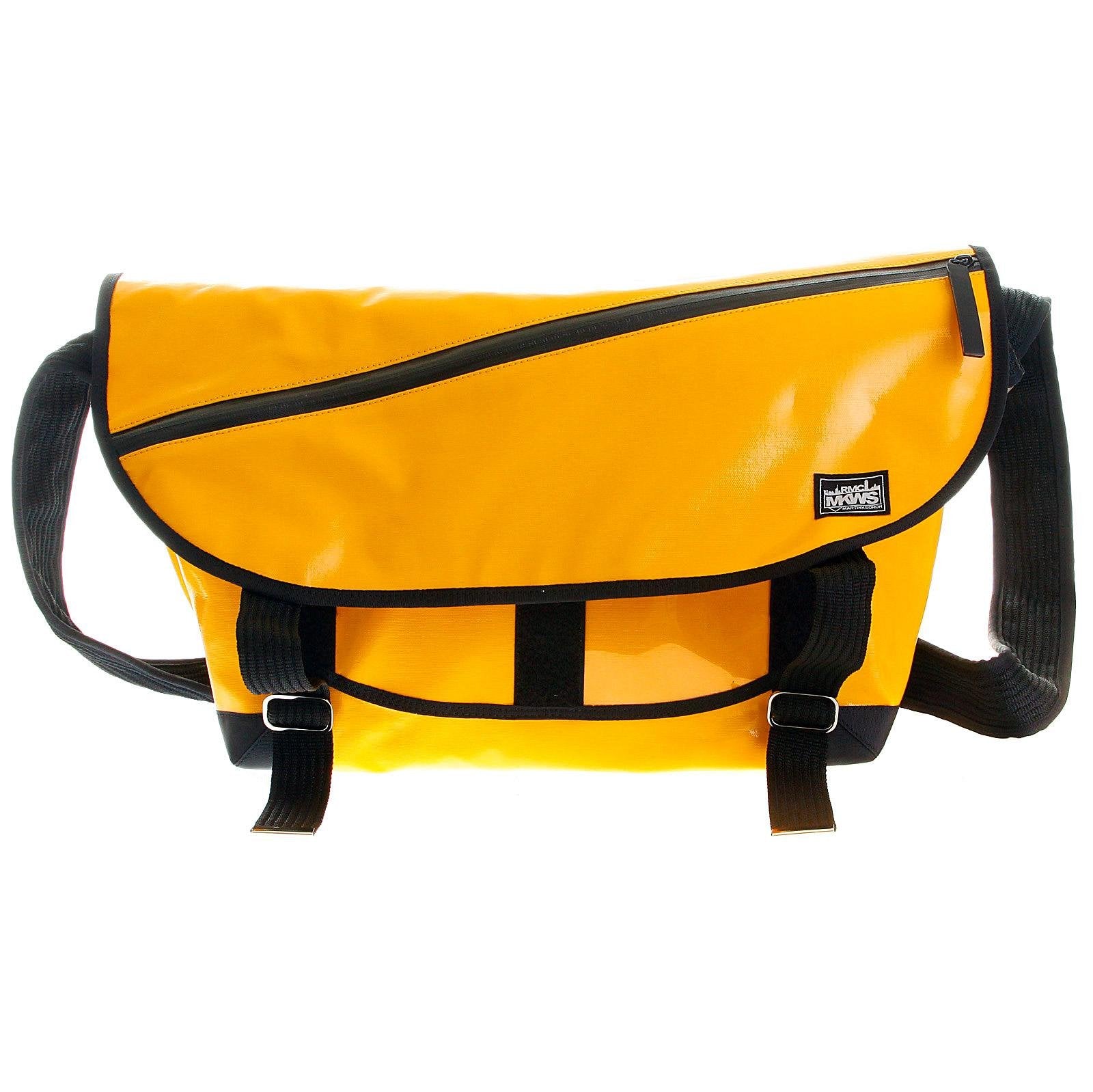 RMC MKWS UNISEX LARGE AMBER PVC LAMINATED CANVAS FASHION CYCLIST BAG WITH SHOULDER STRAP REDM5549