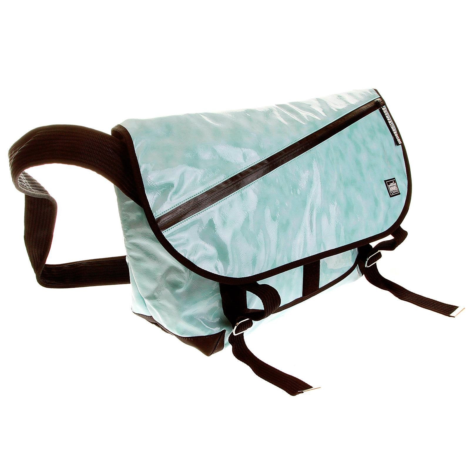 RMC MKWS UNISEX AQUA BLUE PVC COATED 100% COTTON CANVAS SHOULDER BAG FOR CYCLISTS REDM5551