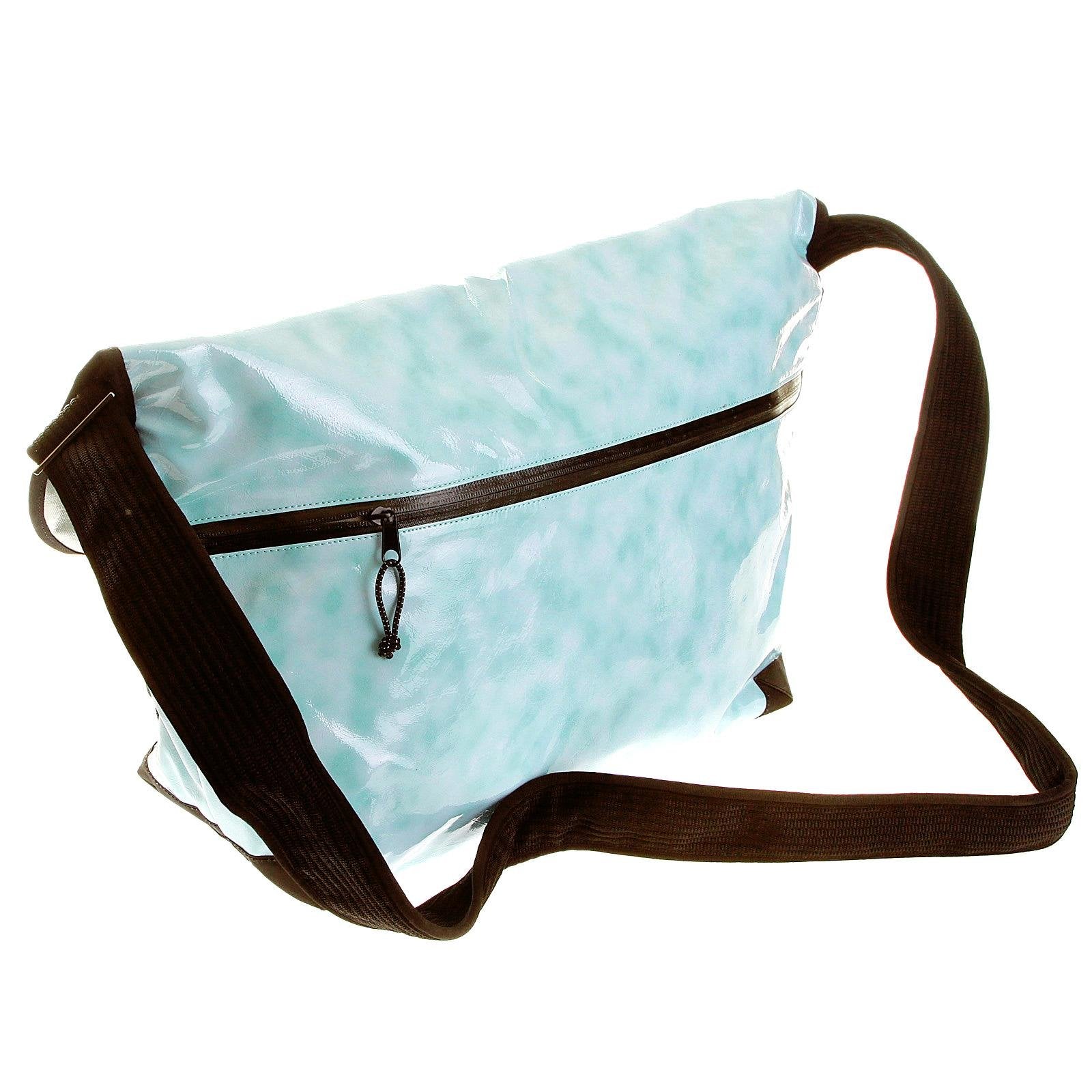 RMC MKWS UNISEX AQUA BLUE PVC COATED 100% COTTON CANVAS SHOULDER BAG FOR CYCLISTS REDM5551
