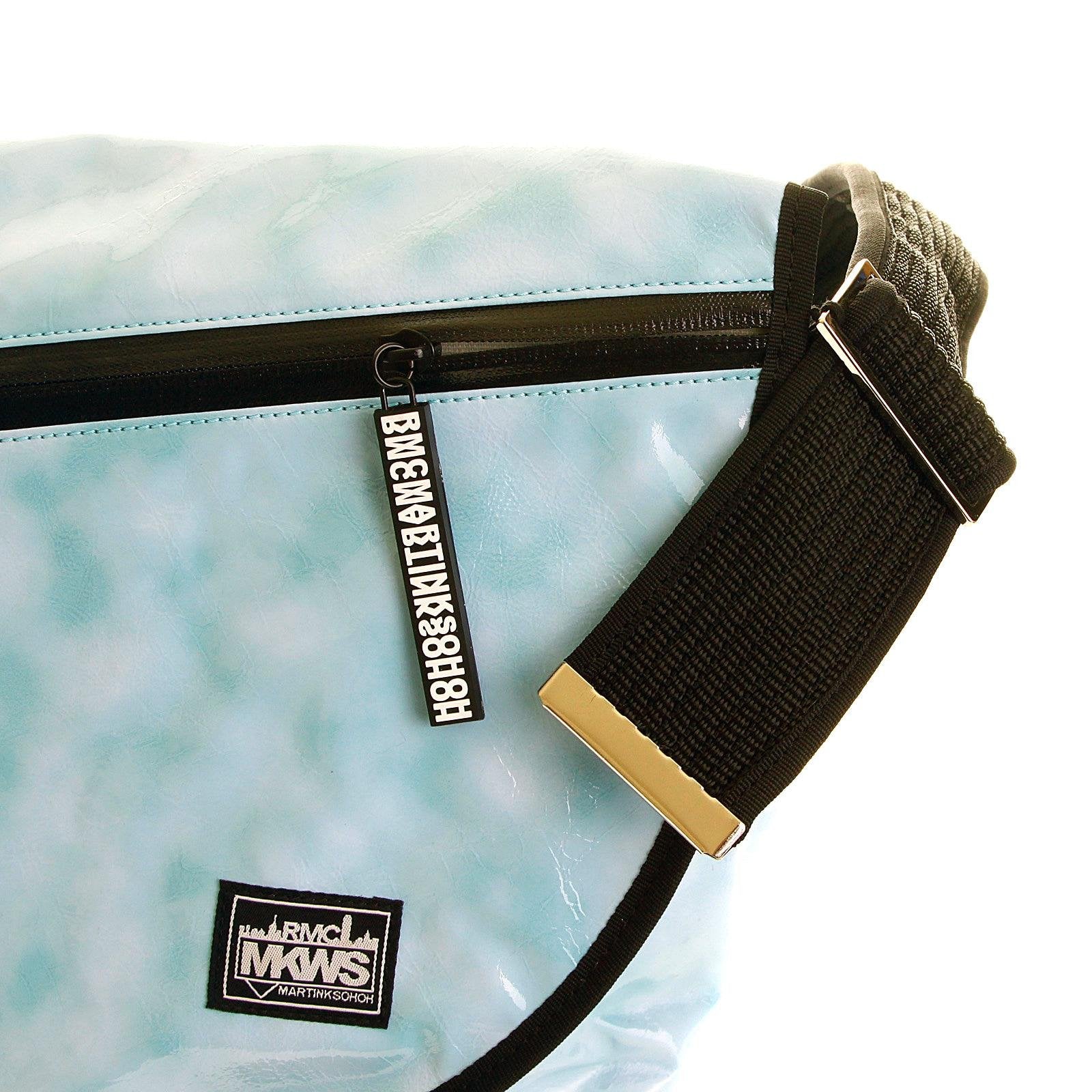 RMC MKWS UNISEX AQUA BLUE PVC COATED 100% COTTON CANVAS SHOULDER BAG FOR CYCLISTS REDM5551
