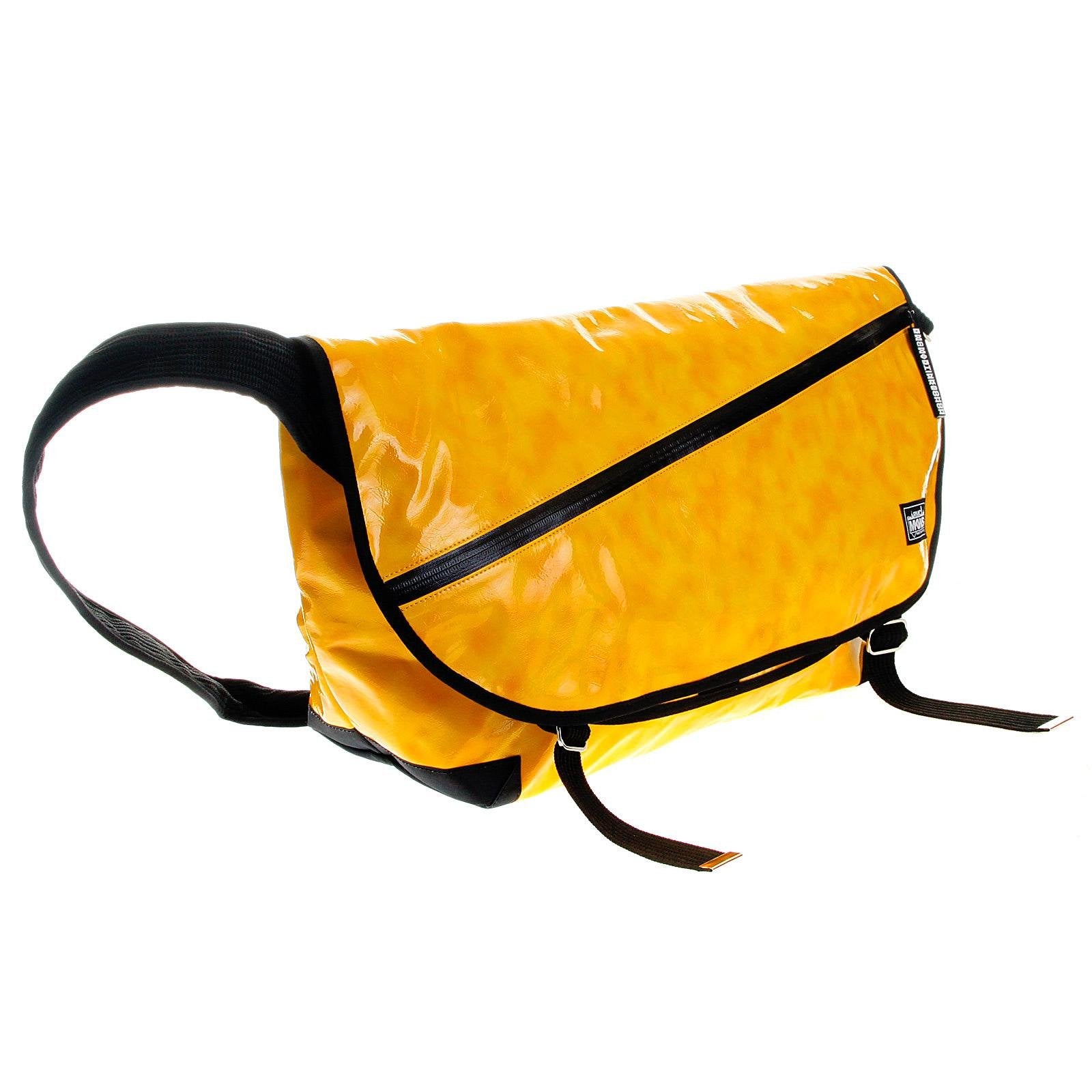 RMC MKWS UNISEX PVC COATED CANVAS FASHION CYCLIST LARGE SHOULDER BAG IN AMBER REDM5554