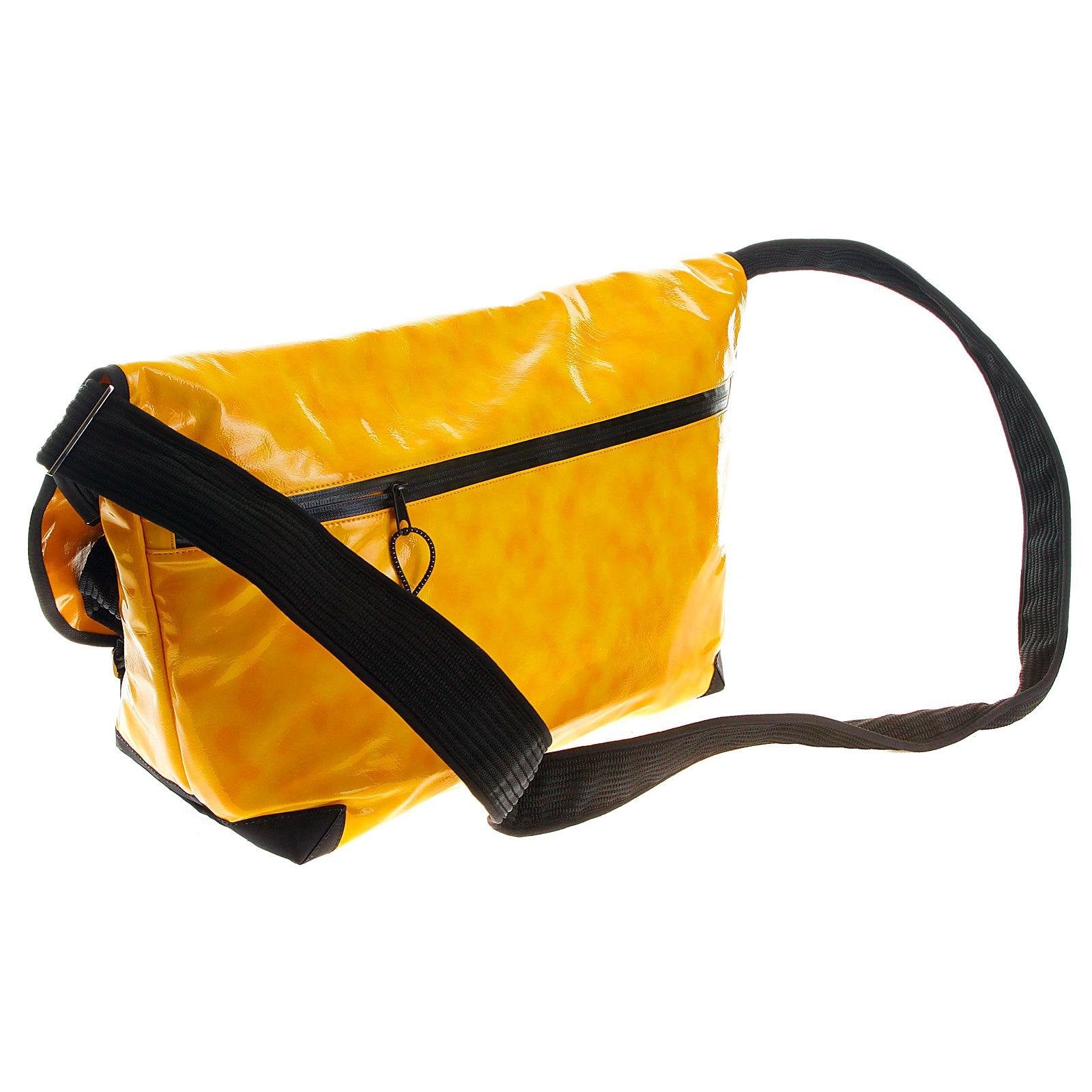 RMC MKWS UNISEX PVC COATED CANVAS FASHION CYCLIST LARGE SHOULDER BAG IN AMBER REDM5554