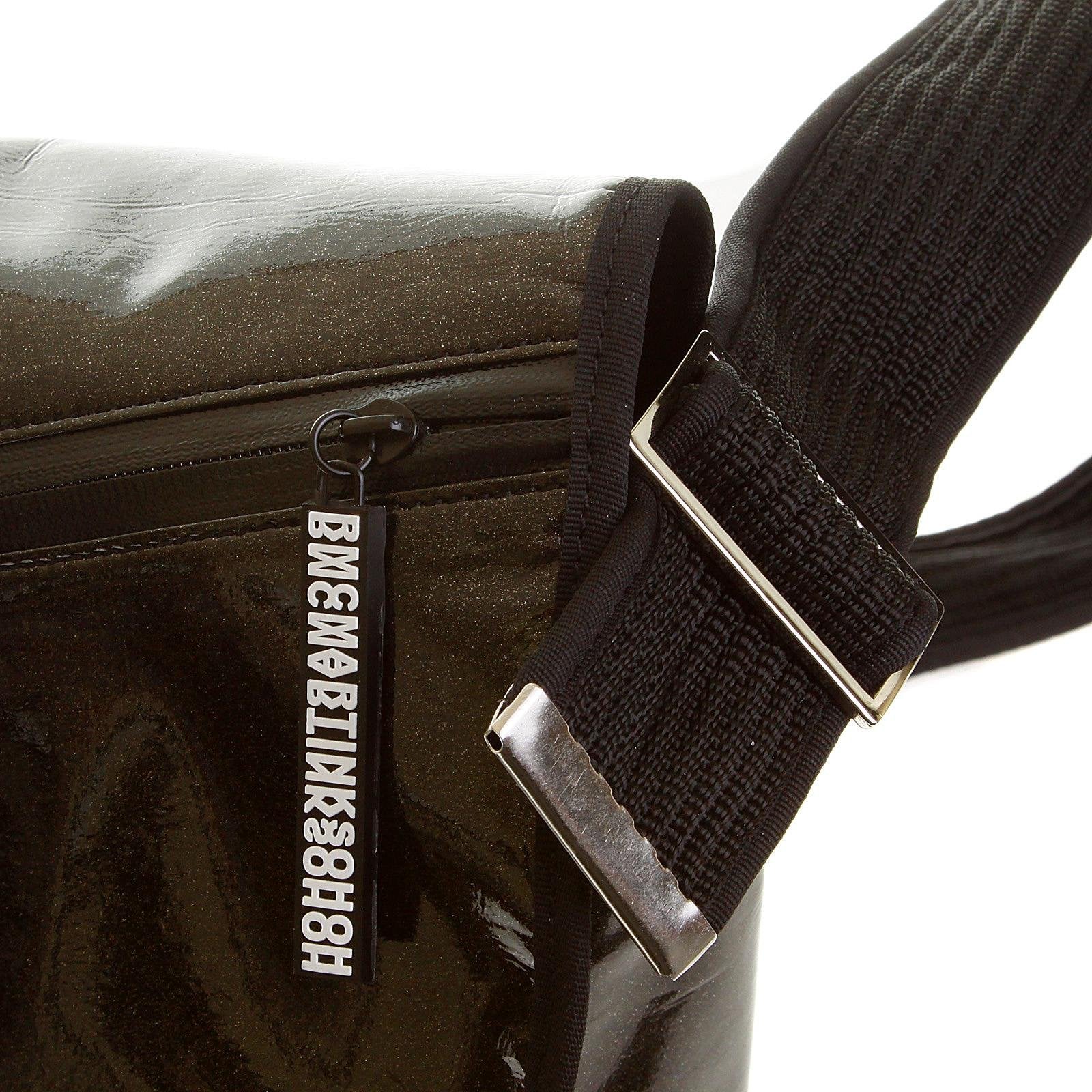 RMC MKWS METALLIC SHINING BLACK UNISEX PVC COATED COTTON CANVAS SHOULDER CYCLIST FASHION BAG REDM5560