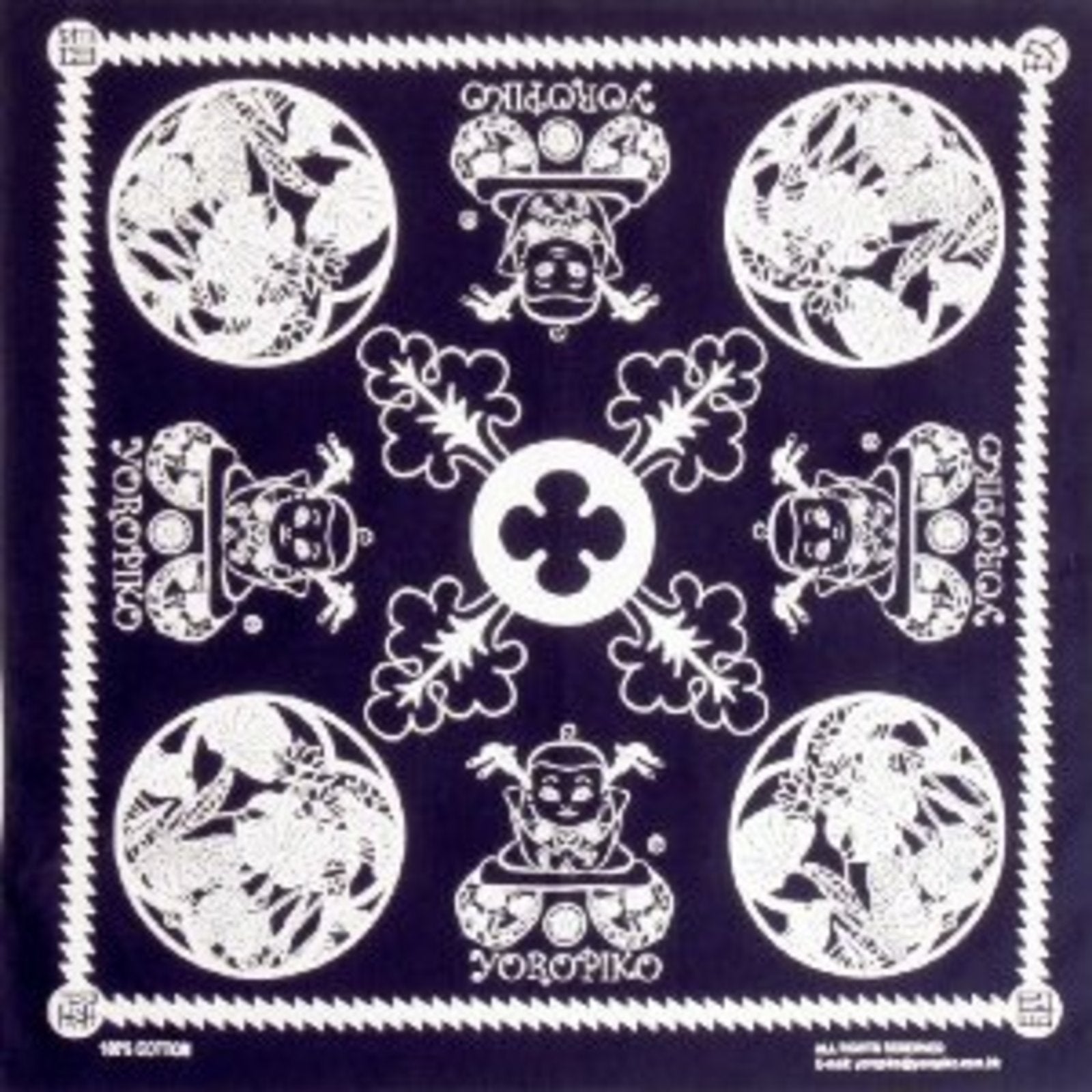YOROPIKO 100% COTTON NAVY PRINTED BANDANA WITH FINISHED EDGES YORO2943