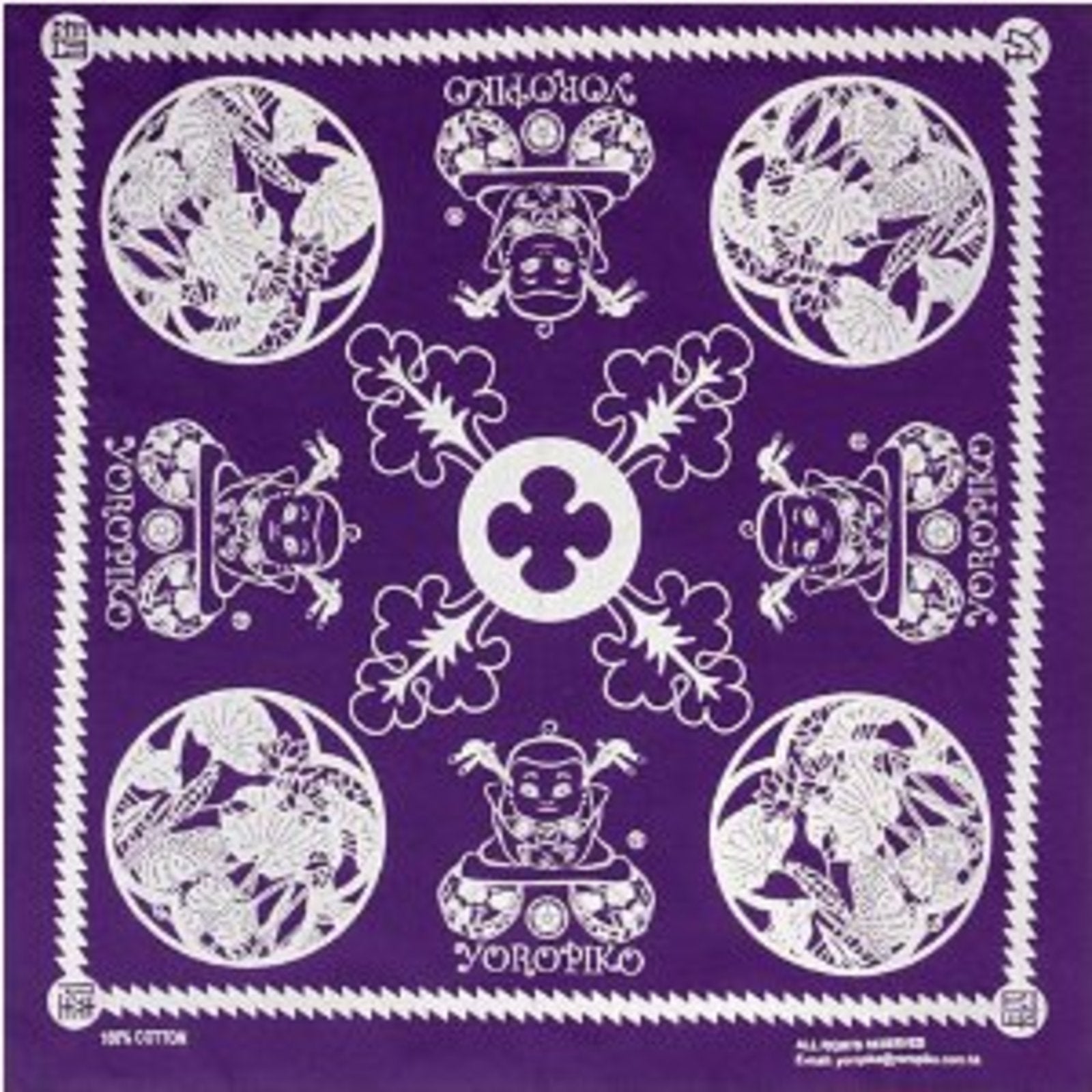 YOROPIKO COTTON LOGO PRINTED PURPLE BANDANA YORO2963