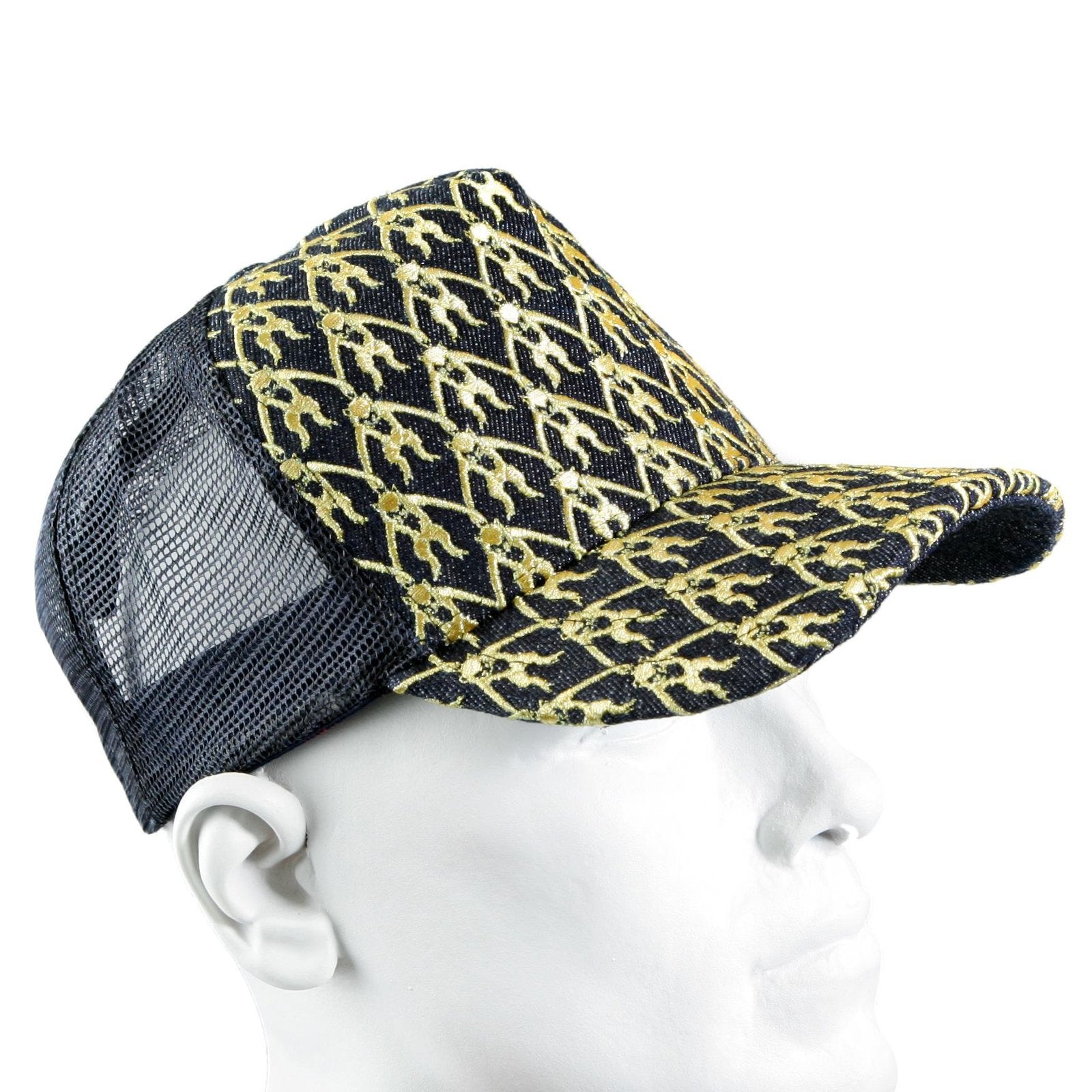RMC JEANS MENS BLACK MESH GOLD LOGO EMBROIDERED CAP REDM9097