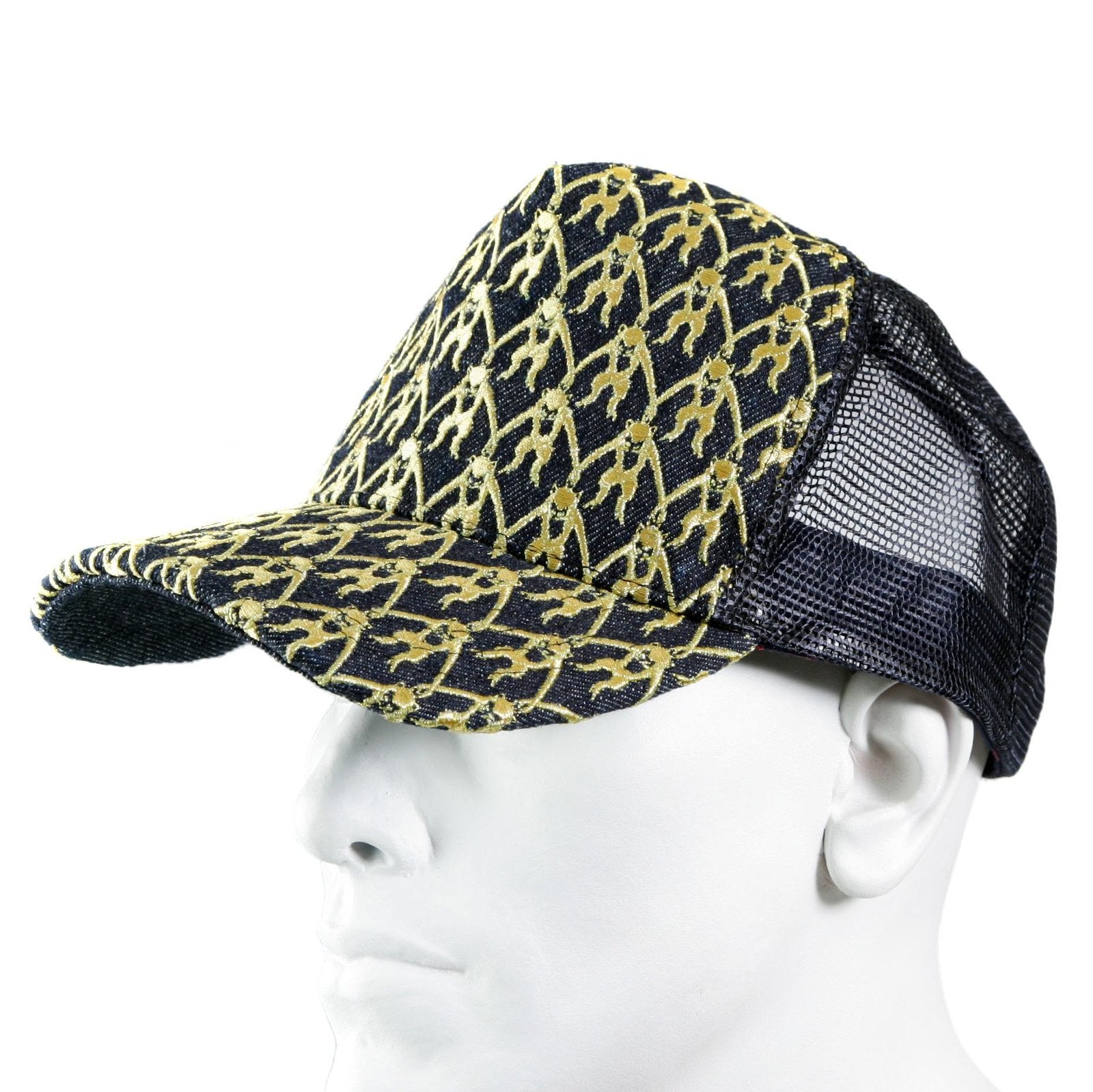 RMC JEANS MENS BLACK MESH GOLD LOGO EMBROIDERED CAP REDM9097