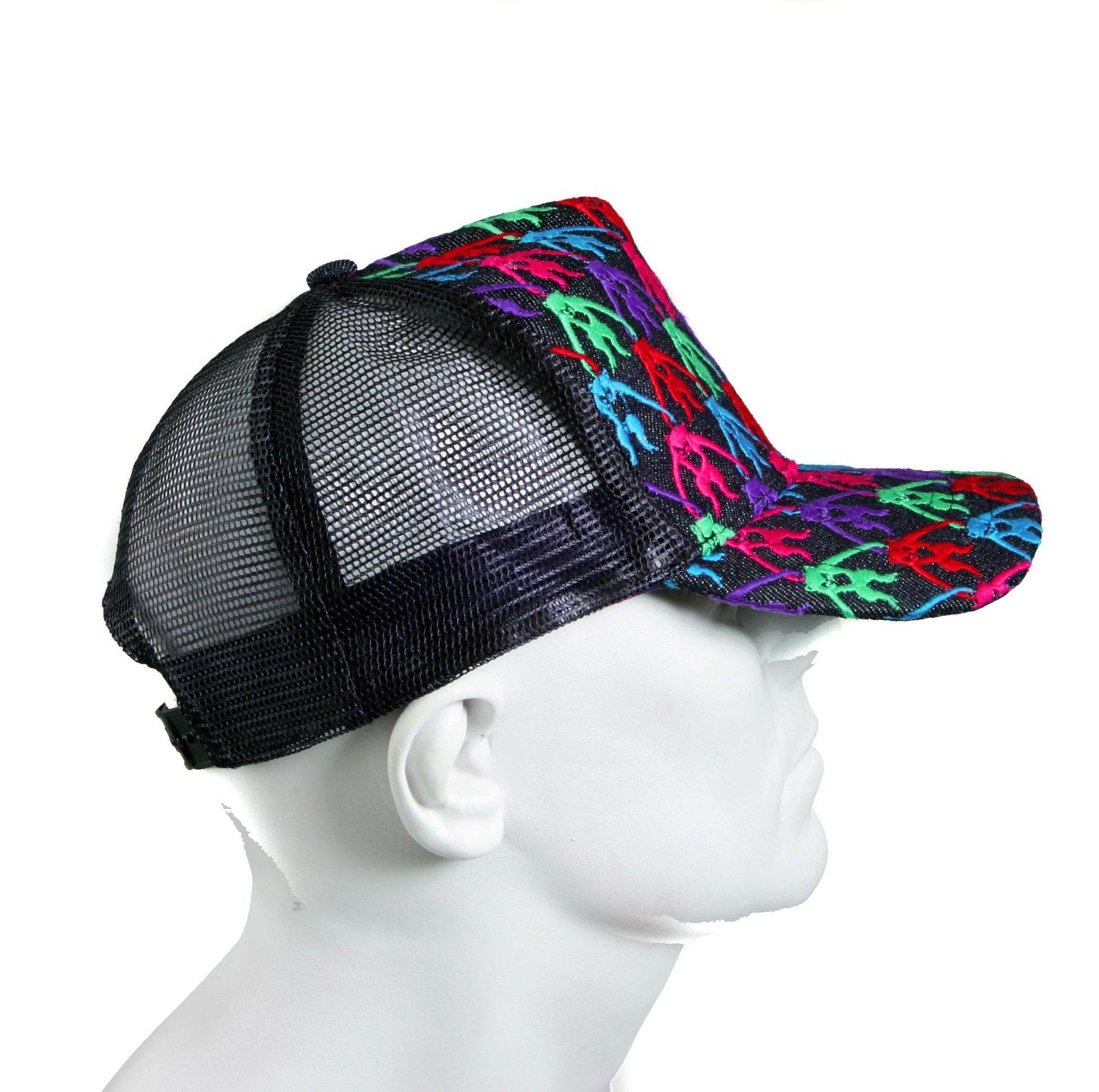 RMC JEANS BLACK MESH WITH MULTI COLOUR COMBO EMBROIDERED CAP FOR MEN REDM9101