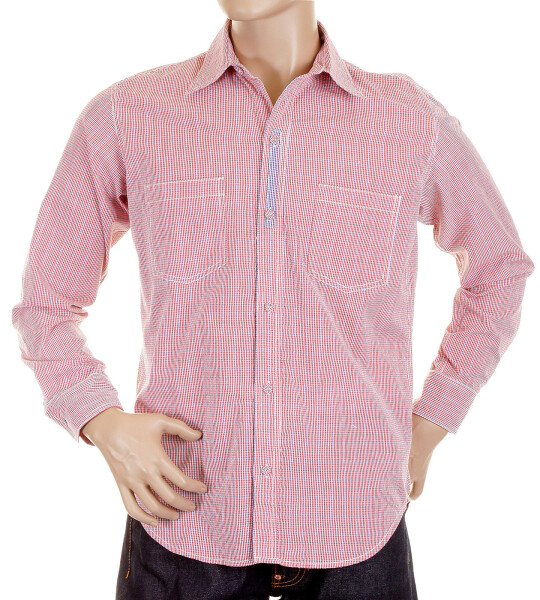 YOROPIKO LONG SLEEVE RED CHECK SOFT COLLAR REGULAR FIT COTTON SHIRT YORO5299