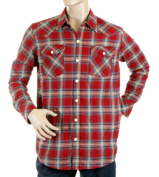 YOROPIKO MENS SOFT COLLAR LONG SLEEVE RED WESTERN REGULAR FIT CHECK SHIRT YORO5306