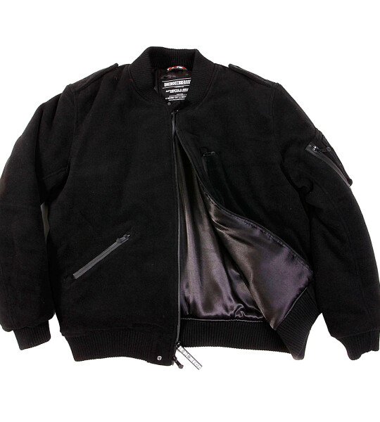 YOROPIKO X RMC RED MONKEY JEANS REGULAT FIT PADDED BLACK WOOL AND POLYESTER WIND AND WATER PROOF JACKET REDM3159