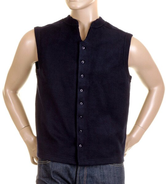 RMC MKWS NAVY BLUE BUTTON THROUGH REGULAR FIT SLEEVELESS PLUSH FLEECE MENS JACKET GILLET REDM2350