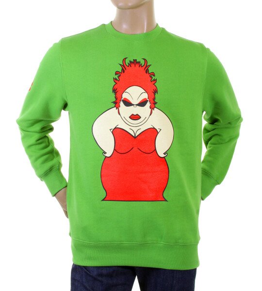 RMC MARTIN KSOHOH MENS LARGE FITTING LIME GREEN RWH141264 CREW NECK RED MY GIRL PRINTED SWEATSHIRT REDM0956