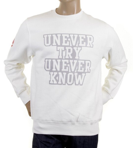 RMC MARTIN KSOHOH LARGE FITTING OFF WHITE RWC141264 CREW NECK GREY ON OFF WHITE UNTUNK PRINTED SWEATSHIRT REDM0649