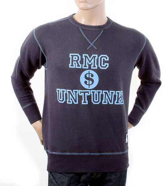 RMC MARTIN KSOHOH WASHED NAVY REGULAR FIT RWH141263 CREWNECK DOLLAR UNTUNK SWEATSHIRT FOR MEN REDM1034