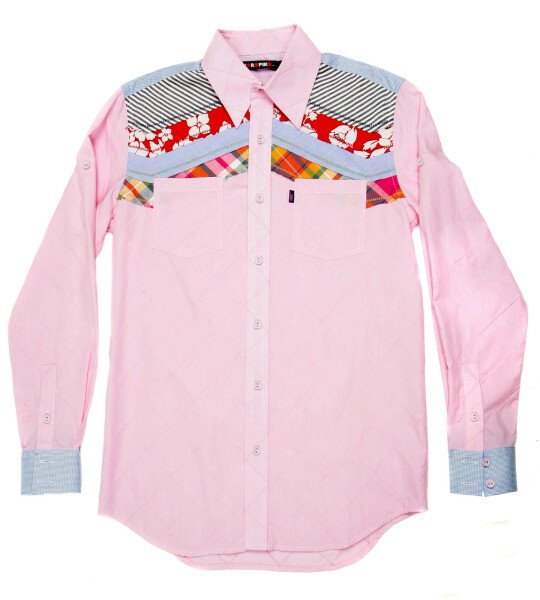 YOROPIKO PINK DIAMOND JAQUARD LONG SLEEVE REGULAR FIT SHIRT WITH SOFT POINTED COLLAR FOR MEN YORO0260