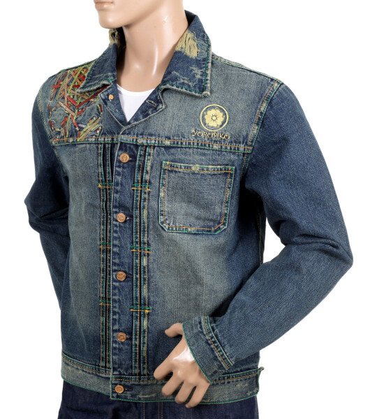 YOROPIKO PENCIL SKULL EXCLUSIVE EMBROIDERED LIMITED EDITION VINTAGE CUT DENIM JACKET YORO9173
