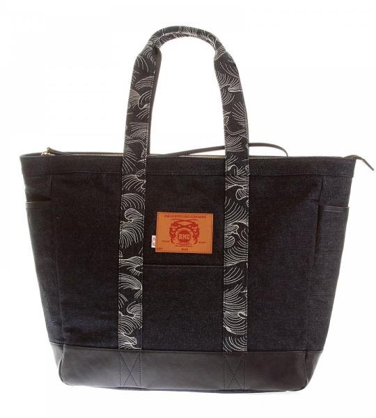 RMC JEANS FULLY LINED UNISEX DENIM WITH LEATHER SHOPPER BAG REDM5524