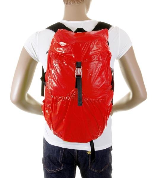 RMC MKWS UNISEX LIGHTWEIGHT RED NYLON BACKPACK WITH SELF-COLOURED SIGNATURE LOGO ON TOP FLAP REDM2129