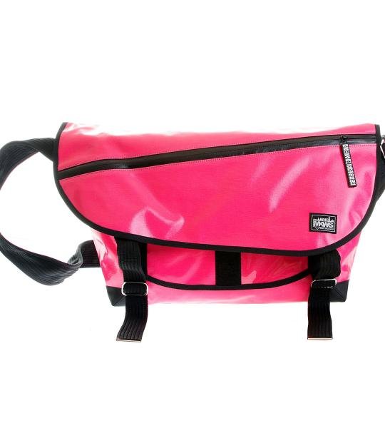 RMC MKWS UNISEX LAMINATED CANVAS 100% COTTON SHOULDER CYCLIST FASHION BAG IN BUBBLEGUM PINK REDM5547