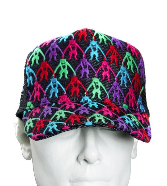 RMC JEANS BLACK MESH WITH MULTI COLOUR COMBO EMBROIDERED CAP FOR MEN REDM9101
