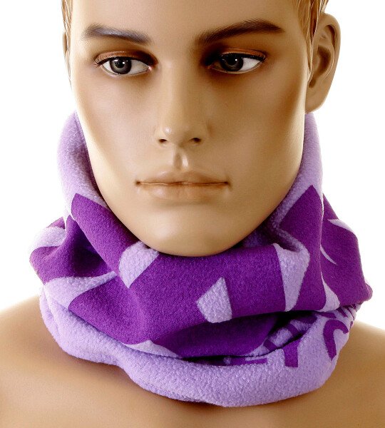 RMC JEANS TSUNAMI WAVE EMBROIDERED LIGHT LILAC PURPLE NECK WARMER SNOOD SCARF WITH TOGGLE AND PULL CORD REDM5509