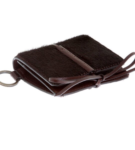 RMC JEANS MENS HORSE HAIR BROWN LEATHER POUCH WALLET WITH SHOE LACE TIE CLOSURE REDM5772