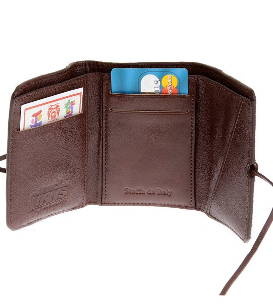 RMC JEANS 3 FOLD LEATHER HORSE HAIR BROWN CREDIT CARD MINI WALLET FOR MEN REDM5775