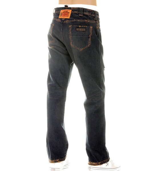 RMC MKWS EXCLUSIVE AGED WORN FINISH MENS WASHED VINTAGE CUT DENIM JEANS WITH WHISKERING AND FADING REDM5321