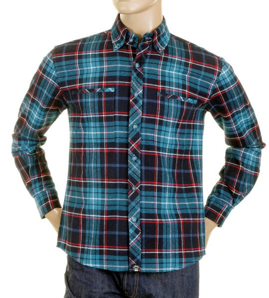 RMC MKWS REGULAR FIT LONG SLEEVE BUTTON DOWN COLLAR TURQUOISE CHECKED SHIRT FOR MEN REDM2295
