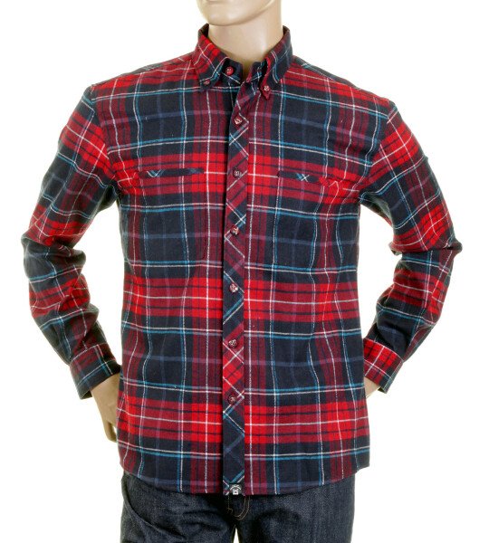 RMC MARTIN KSOHOH MKWS REGULAR FIT LONG SLEEVE BUTTON DOWN COLLAR RED CHECKED SHIRT FOR MEN REDM2296