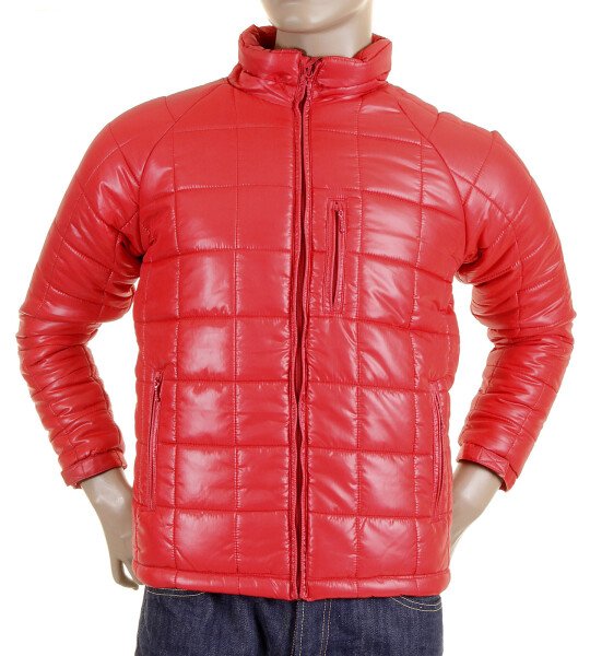 RMC MARTIN KSOHOH NYLON ZIP UP DOWN FILLED RQJ1088 REGULAR FIT MENS QUILTED JACKET IN RED REDM5838