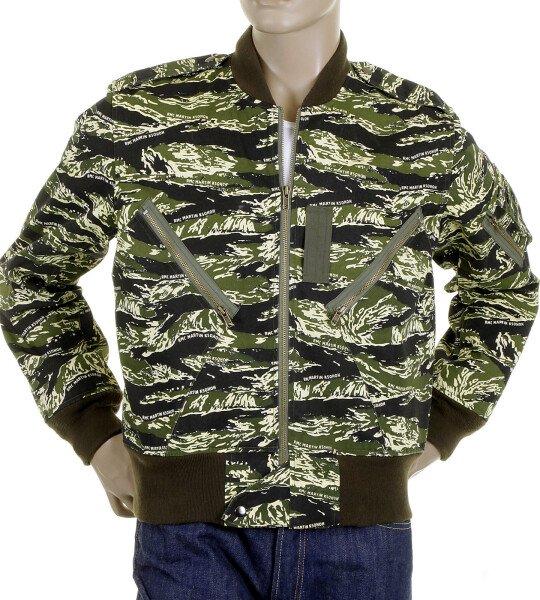 RMC JEANS REGULAR FIT GREEN CAMO RQZ1095 BOMBER JACKET FOR MEN WITH ZIP FRONT CLOSURE REDM2346A