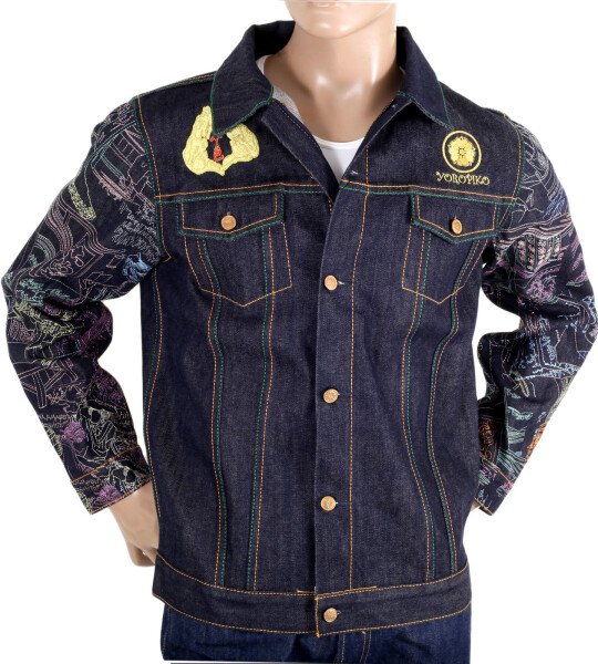YOROPIKO JAY-Z EXCLUSIVE LIMITED EDITION VINTAGE CUT RAW SELVEDGE EMBROIDERED DENIM JACKET YORO9174
