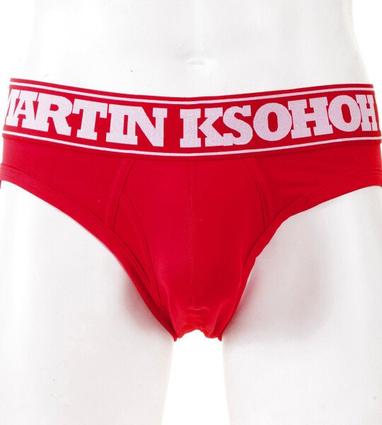 RMC MARTIN KSOHOH RED COTTON RQU12006 STRETCH BRIEFS FOR MEN WITH RED WAISTBAND RMBC004