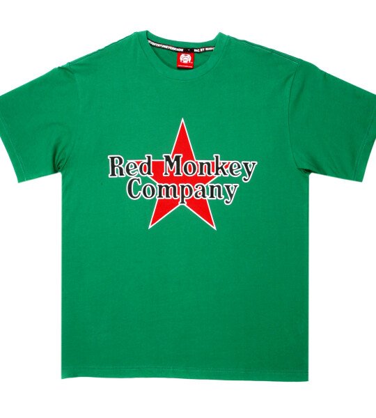 RMC JEANS RED STAR PRINTED REGULAR FIT SHORT SLEEVE CREW NECK GREEN T-SHIRT REDM0039