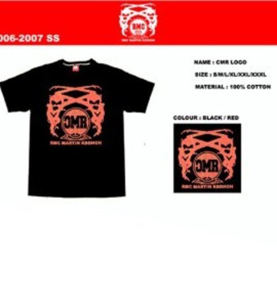 RMC JEANS BLACK CREWNECK SHORT SLEEVE T SHIRT WITH RED LOGO CMR PRINT 2006-2007 SS CMRTEE